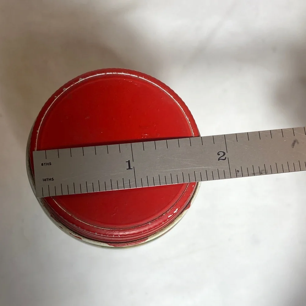 Vintage Set of 6 Glass Spice Jars with Red Metal Lids